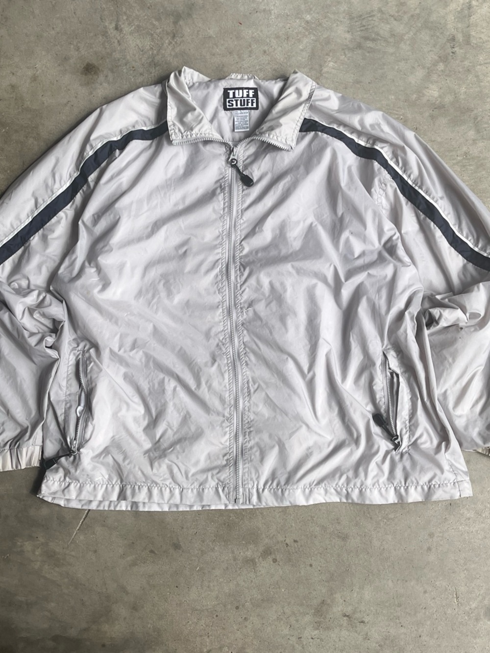 Men's Light Gray Windbreaker with Contrast Stripe